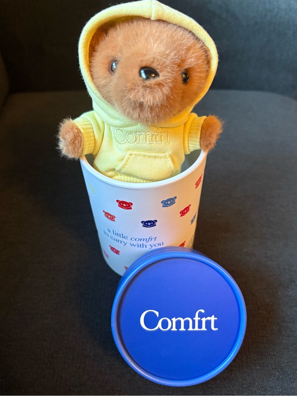 Comfrt Teddy Bear Keychain Bag Charm with Removable Hoodie Buttercream Yellow